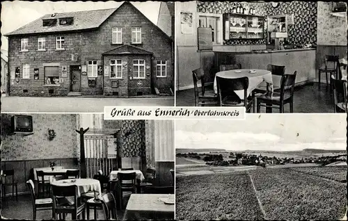 Ak Ennerich Runkel an der Lahn, Panorama, Gasthaus, Lebensmittelgeschäft, Bäckerei Reibling