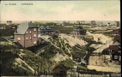 Ak De Panne Westflandern, Panorama, Dünen, Häuser