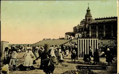 Ak Ostende Ostende Westflandern, Kinder am Strand