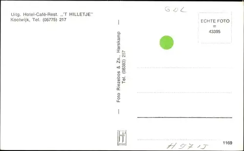 Ak Kootwijk Barneveld Gelderland Niederlande, Ned. Herv. Kerk, Uitg. Hotel-Cafe-Rest. 't Hilletje