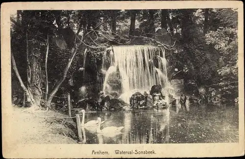 Ak Arnhem Gelderland Niederlande, Waterval-Sonsbeek, Schwäne