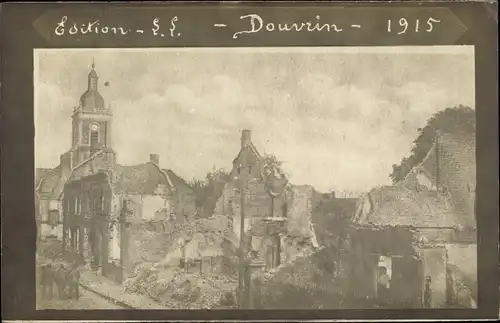 Foto Ak Douvrin Pas de Calais, Ruines 1915, Kriegszerstörung I. WK