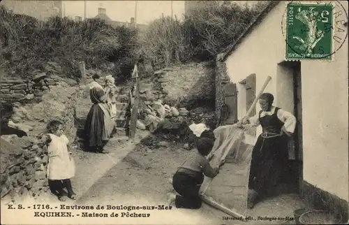 Ak Équihen Pas de Calais, Maison de Pecheurs
