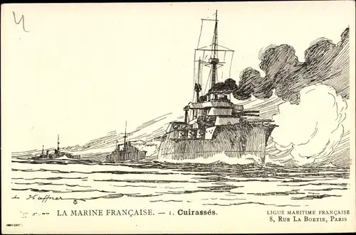 Künstler Ak Haffner, Die französische Marine, Schlachtschiffe