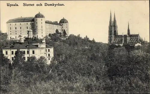 Ak Upsala Uppsala Schweden, Slottet och Domkyrkan