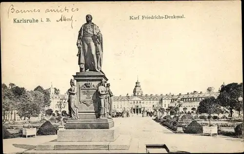 Ak Karlsruhe in Baden, Karl Friedrichs-Denkmal