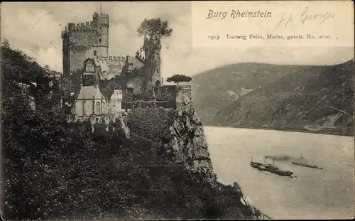 Ak Trechtingshausen am Rhein, Burg Rheinstein