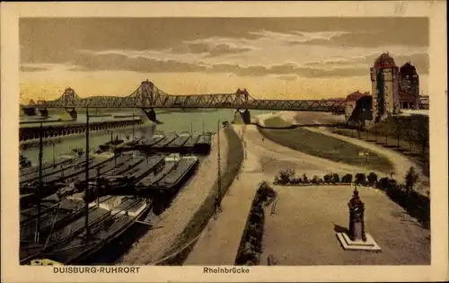 Ak Ruhrort Duisburg im Ruhrgebiet, Rheinbrücke