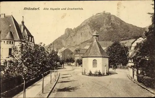 Ak Rhöndorf Bad Honnef am Rhein, Alte Kapelle und Drachenfels