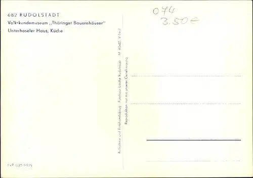 Ak Rudolstadt in Thüringen, Volkskundemuseum, Unterhaseler Haus, Küche