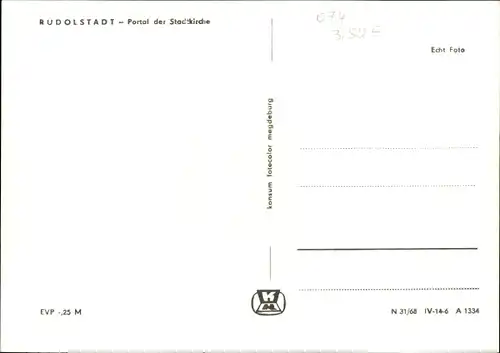 Ak Rudolstadt in Thüringen, Portal der Stadtkirche