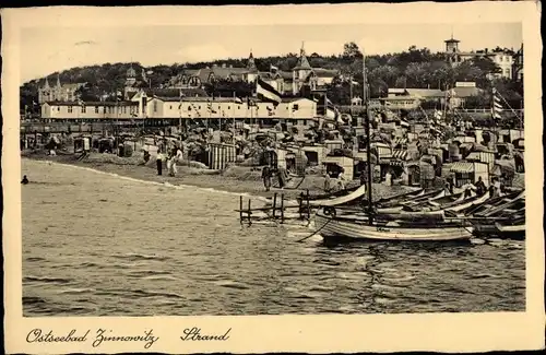 Ak Ostseebad Zinnowitz Usedom, Strand, Boote, Strandkörbe