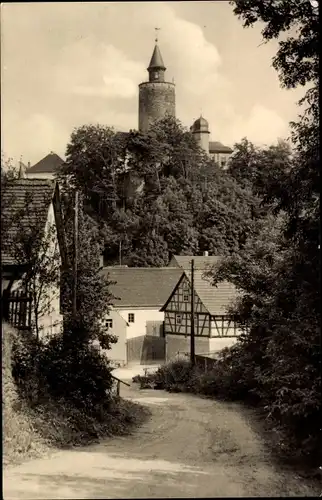 Ak Posterstein Thüringen, Burg, Straßenpartie