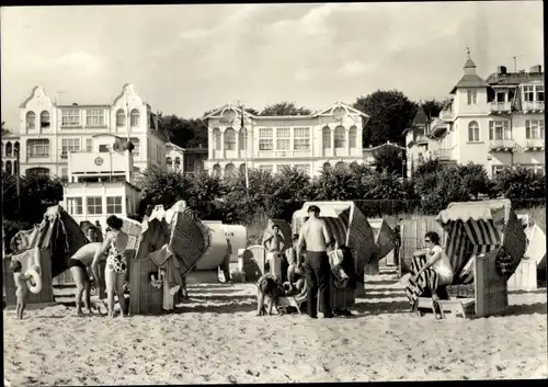 Ak Ostseebad Bansin Heringsdorf auf Usedom, FDDGB-Erholungsheim Seeblick, Strandkörbe, Badegäste