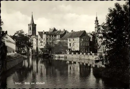 Ak Erfurt in Thüringen, Gerapartie mit Altstadt