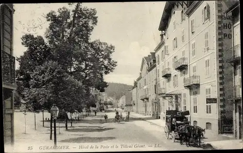 Ak Gérardmer Lothringen Vosges, Hotel de la Poste et le Tilleul Geant