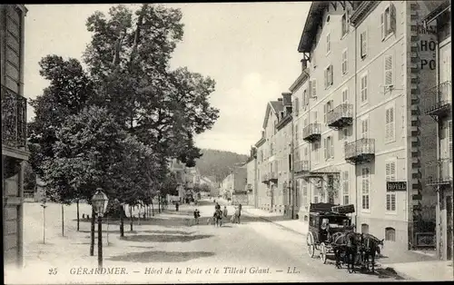 Ak Gérardmer Lothringen Vosges, Hotel de la Poste et le Tilleul Geant