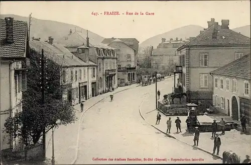 Ak Fraize Vosges, Rue de la Gare