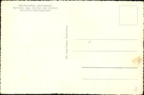 Ak Rodenberg in Schaumburg, Waldschänke Heisterburg im Deister bei Barsinghausen