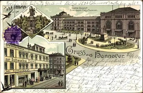 Litho Hannover in Niedersachsen, Zentralbahnhof, Ernst-August-Platz, Stehbierhalle