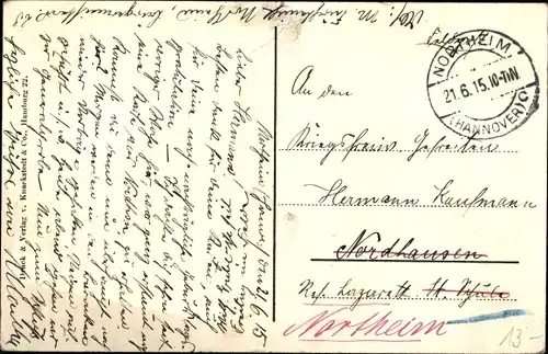 Passepartout Ak Northeim in Niedersachsen, Partie an der Stadtmauer, evangelische Kirche