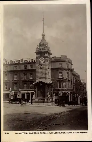 Ak Brighton East Sussex England, Queen&#39;s Road, Jubilee Clock Tower