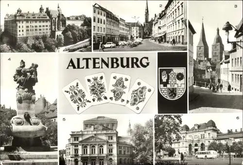 Ak Altenburg in Thüringen, Schloss, Markt, Rote Spitzen, Skatbrunnen, Landestheater, Bahnhof