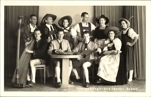 Foto Ak Tiroler Sänger und Tänzer Blaas, Zither, Gitarre, Harfe