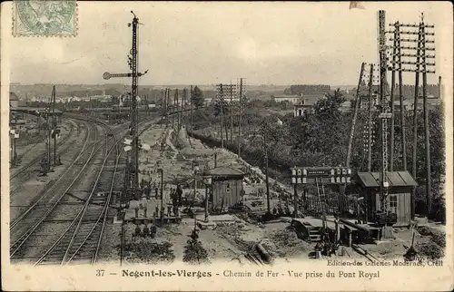 Ak Nogent les Vierges Oise, Eisenbahn, Blick von der Königlichen Brücke