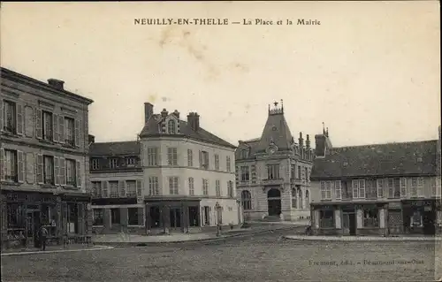 Ak Neuilly und Thelle Oise, La Place, das Rathaus