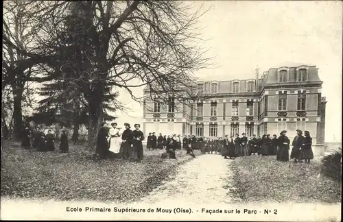 Ak Mouy Oise, Ecole Primaire Superieure, Facade sur le Parc