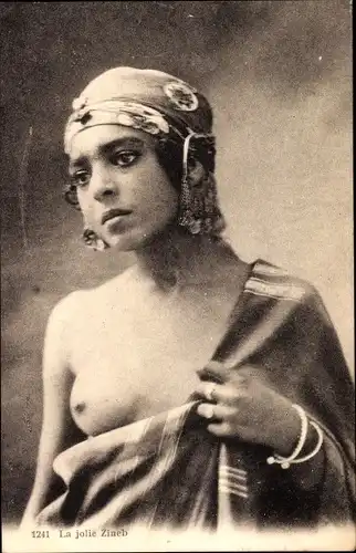 Ak La Jolie Zineh, Junge Araberin, Barbusig, Portrait, Maghreb