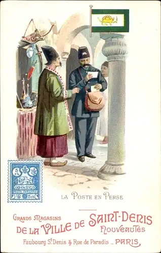 Briefmarken Litho Persien Iran, La Poste en Perse, Persischer Briefträger