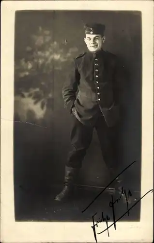 Foto Ak Schauspieler Fritze, Portrait in Uniform, Autogramm