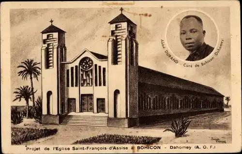 Künstler Ak Bohicon Dahomey Benin, Abbe Durand, Eglise Saint Francois d&#39;Asisse