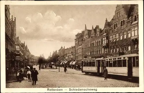 Ak Rotterdam Südholland Niederlande, Schiedamscheweg, Straßenbahn