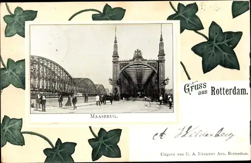 Passepartout Ak Rotterdam Südholland Niederlande, Maasbrug, Efeu