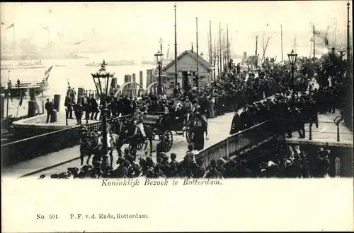 Ak Rotterdam Südholland Niederlande, Besuch der Königin, Brücke