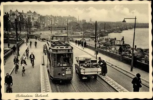 Ak Rotterdam Südholland Niederlande, Bolwerk, Straßenbahn