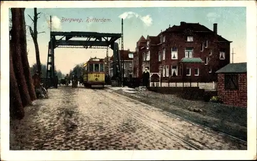 Ak Rotterdam Südholland Niederlande, Bergweg, Straßenbahn