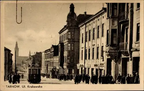 Ak Tarnów Tarnau Polen, Ulica Krakowska, Straßenbahn