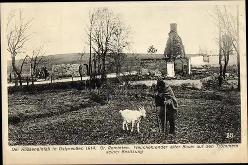 Ak Krasnolessje Rominten Ostpreußen, Russeneinfall in Ostpreußen, Kriegszerstörungen I WK