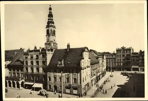 Foto Ak Świdnica Schweidnitz Schlesien, Partie am Rathaus