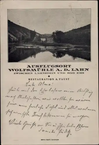 Ak Lahnstein am Rhein, Restaurant Wolfsmühle an der Lahn