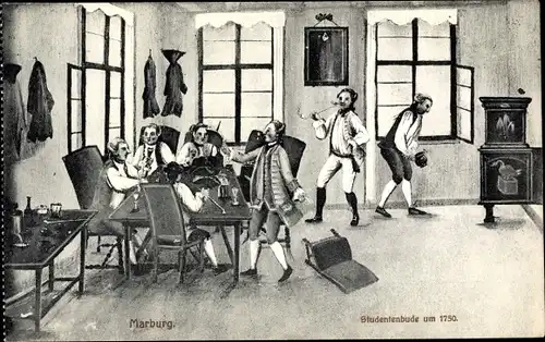 Studentika Ak Marburg an der Lahn, Studentenbude um 1750