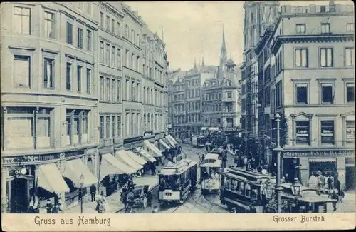 Ak Hamburg Mitte Altstadt, Großer Burstah, Straßenbahnen