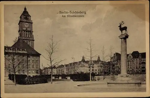 Ak Berlin Schöneberg, Am Hirschbrunnen
