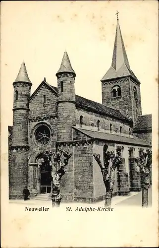 Ak Neuwiller lès Saverne Neuweiler Elsass Bas Rhin, St. Adelphe Kirche