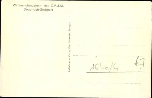 Ak Degerloch Stuttgart in Württemberg, Walderholungsheim des CVJM