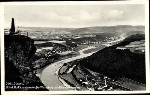 Ak Ostrau Bad Schandau Sächsische Schweiz, Großer Winterberg, Blick vom Lilienstein